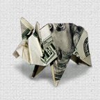 Pig made with dollar bill